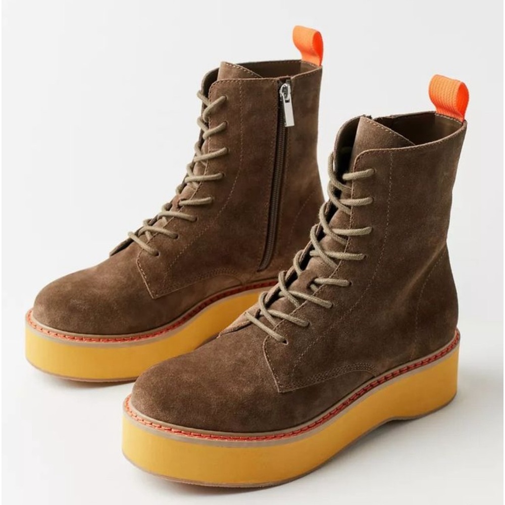 Urban Outfitters Uo Gemma Suede Utility Boot Side Zipper Size 40
